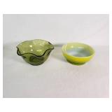 Fire-King and Green Glass Bowls