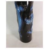 Black Ceramic Vase with Blue Dragon Design - Hole near the bottom for what?  maybe incense?