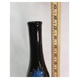 Black Ceramic Vase with Blue Dragon Design - Hole near the bottom for what?  maybe incense?