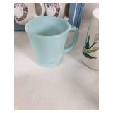 Mixed Dishware including Imperial China Seville Teacups, Syracuse China Bowls, Fire King Mug and More