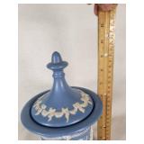 Wedgwood-Style Blue and White Lidded Vase