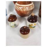 Vintage Ceramic Pottery Lot including Pitcher, Mugs, and Miniature Jugs