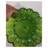 Green Carnival Glass Egg Plate