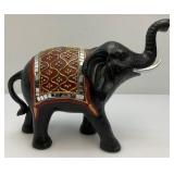 Vintage Hand Carved Wooden Mirrored Elephant 8 1/2" x 11 1/2"
