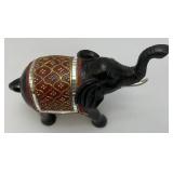 Vintage Hand Carved Wooden Mirrored Elephant 8 1/2" x 11 1/2"