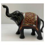 Vintage Hand Carved Wooden Mirrored Elephant 8 1/2" x 11 1/2"