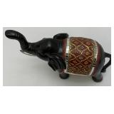 Vintage Hand Carved Wooden Mirrored Elephant 8 1/2" x 11 1/2"