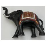 Vintage Hand Carved Wooden Mirrored Elephant 8 1/2" x 11 1/2"