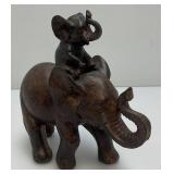 Vintage Momma Elephant With Baby Elephant On Back Figurine 7 3/4" x 7 3/4" x 3 1/4"