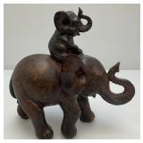 Vintage Momma Elephant With Baby Elephant On Back Figurine 7 3/4" x 7 3/4" x 3 1/4"