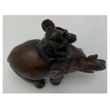 Vintage Momma Elephant With Baby Elephant On Back Figurine 7 3/4" x 7 3/4" x 3 1/4"