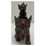 Vintage Momma Elephant With Baby Elephant On Back Figurine 7 3/4" x 7 3/4" x 3 1/4"