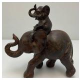 Vintage Momma Elephant With Baby Elephant On Back Figurine 7 3/4" x 7 3/4" x 3 1/4"