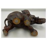 Vintage Momma Elephant With Baby Elephant On Back Figurine 7 3/4" x 7 3/4" x 3 1/4"