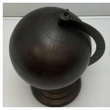 Vintage Bronze Metal Globe On Stand Globe Is 7"