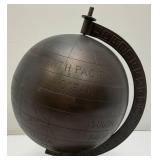 Vintage Bronze Metal Globe On Stand Globe Is 7"