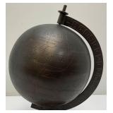 Vintage Bronze Metal Globe On Stand Globe Is 7"