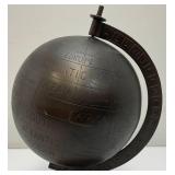 Vintage Bronze Metal Globe On Stand Globe Is 7"
