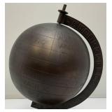 Vintage Bronze Metal Globe On Stand Globe Is 7"