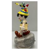 Collectible DISNEY Pinocchio & Jimmy Cricket Ceramic Music Box Figurine 8 1/2" (Works)