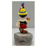 Collectible DISNEY Pinocchio & Jimmy Cricket Ceramic Music Box Figurine 8 1/2" (Works)