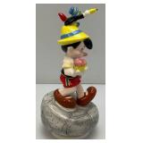 Collectible DISNEY Pinocchio & Jimmy Cricket Ceramic Music Box Figurine 8 1/2" (Works)