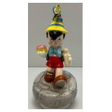 Collectible DISNEY Pinocchio & Jimmy Cricket Ceramic Music Box Figurine 8 1/2" (Works)