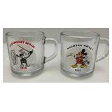 Collectible Disney Mickey Mouse Glass Mugs Including Steamboat Willie & More