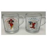 Collectible Disney Mickey Mouse Glass Mugs Including Steamboat Willie & More