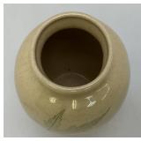 Vintage NEMADJI Forest Impressions Clay Pottery Vase Cream Brown With Green Leafs 7"