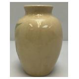 Vintage NEMADJI Forest Impressions Clay Pottery Vase Cream Brown With Green Leafs 7"