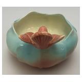 Vintage MCM Royal Copley Pink/Blue  Bowl/Vase With Pink Bird 4" x 5 1/2" x 6"