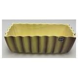 Vintage MCM Royal Copley Rectangular Fluted Planter Green Purple With Foil Label 3" x 4" x 8 1/2"