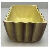 Vintage MCM Royal Copley Rectangular Fluted Planter Green Purple With Foil Label 3" x 4" x 8 1/2"