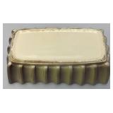 Vintage MCM Royal Copley Rectangular Fluted Planter Green Purple With Foil Label 3" x 4" x 8 1/2"