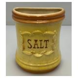 Vintage MCM Royal Copley Yellow And Brown Salt Wall Pocket/Planter 2 3/4" X4 5/8" x 5 3/8" Small Hairline Crack Present