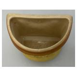Vintage MCM Royal Copley Yellow And Brown Salt Wall Pocket/Planter 2 3/4" X4 5/8" x 5 3/8" Small Hairline Crack Present