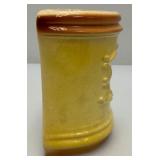Vintage MCM Royal Copley Yellow And Brown Salt Wall Pocket/Planter 2 3/4" X4 5/8" x 5 3/8" Small Hairline Crack Present