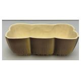 Vintage MCM Royal Copley Rectangular Fluted Planter Green Purple With Foil Label 2 3/4" x 4" x 7 1/2"