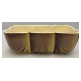Vintage MCM Royal Copley Rectangular Fluted Planter Green Purple With Foil Label 2 3/4" x 4" x 7 1/2"