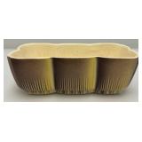 Vintage MCM Royal Copley Rectangular Fluted Planter Green Purple With Foil Label 2 3/4" x 4" x 7 1/2"