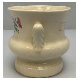 Vintage MCM Royal Copley Pedestal Planter Vase With Handles Floral Design On Front4" x 4" x 4 3/4"