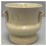 Vintage MCM Royal Copley Pedestal Planter Vase With Handles Floral Design On Front4" x 4" x 4 3/4"