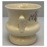 Vintage MCM Royal Copley Pedestal Planter Vase With Handles Floral Design On Front4" x 4" x 4 3/4"