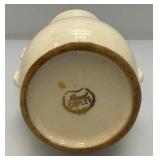 Vintage MCM Royal Copley Pedestal With Handles Vase Ivory Colored With Pink Flowers 3 3/4" x 5 1/2" x 8"
