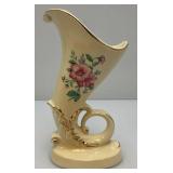 Vintage MCM Royal Copley Ceramic Cornucopia Horn Of Plenty Vase Planter With Gold Trim 8"
