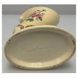Vintage MCM Royal Copley Ceramic Cornucopia Horn Of Plenty Vase Planter With Gold Trim 8"