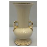 Vintage MCM Royal Copley Pink Floral Vase With Gold Trim And Double Handled Cottage Core Victorian 8 1/4" Tall