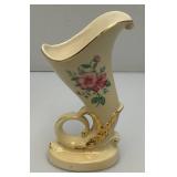 Vintage MCM Royal Copley Ceramic Cornucopia Horn Of Plenty Vase Planter With Gold Trim 8"