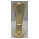Vintage MCM Royal Copley Ceramic Cornucopia Horn Of Plenty Vase Planter With Gold Trim 8"